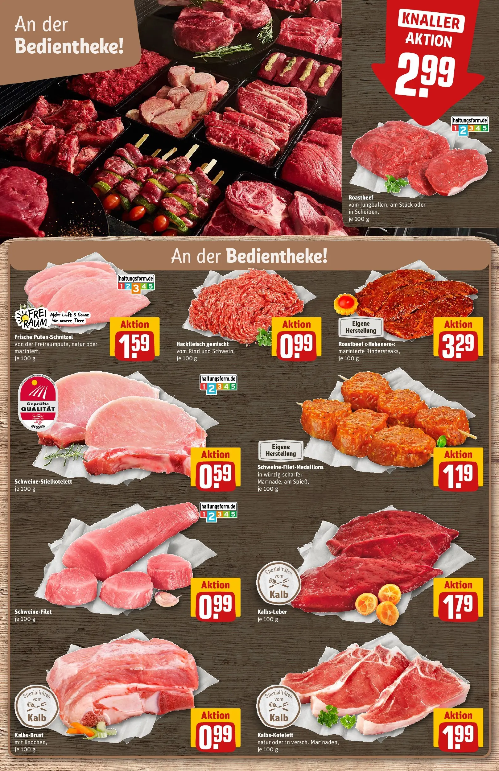 REWE Prospekt ab 14.06.2026 zum Blättern » Angebote | Seite: 10 | Produkte: Schweinefilet, Putenschnitzel, Steak, Hackfleisch