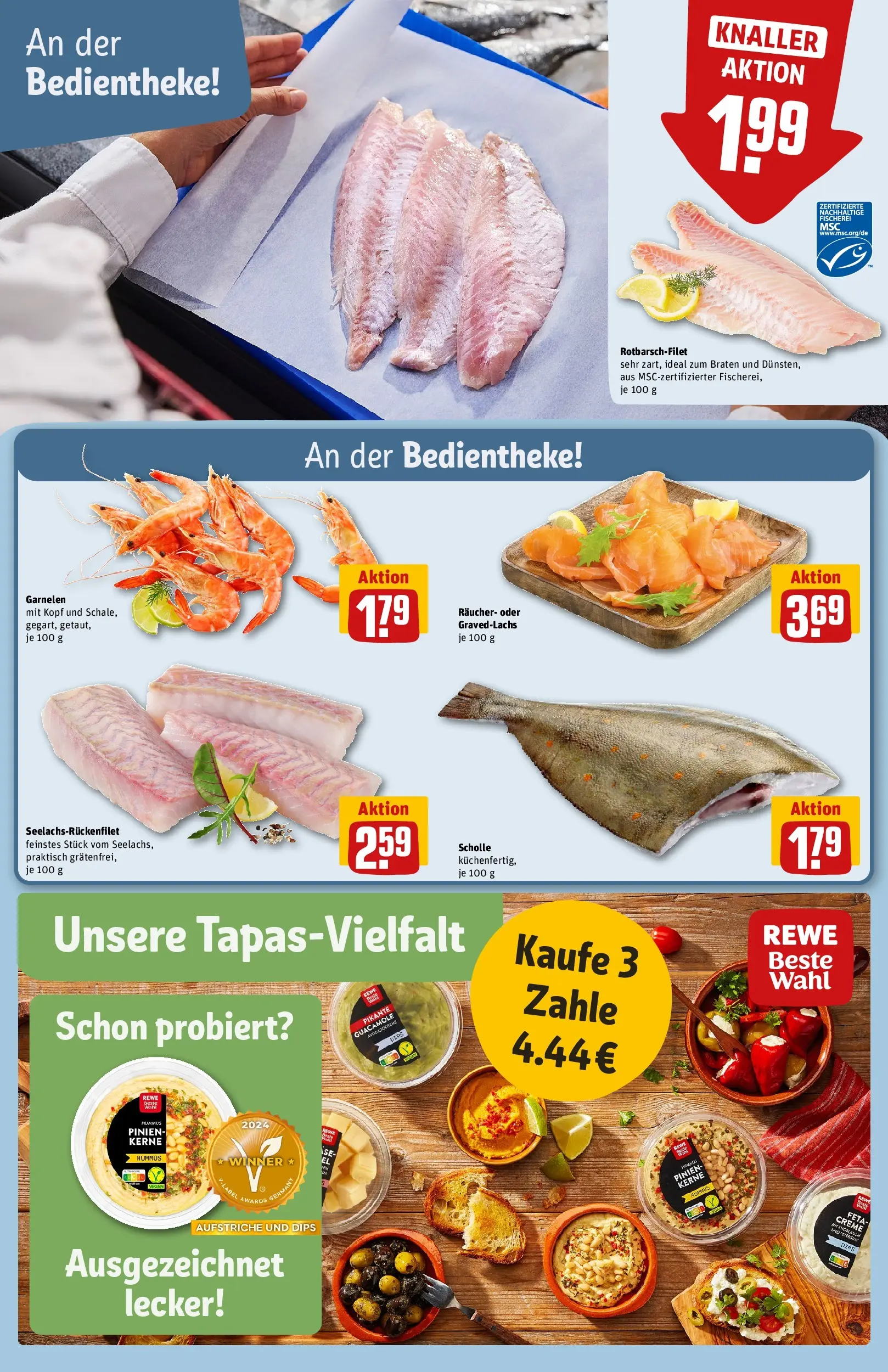REWE Prospekt ab 14.06.2026 zum Blättern » Angebote | Seite: 14 | Produkte: Feta, Garnelen, Creme