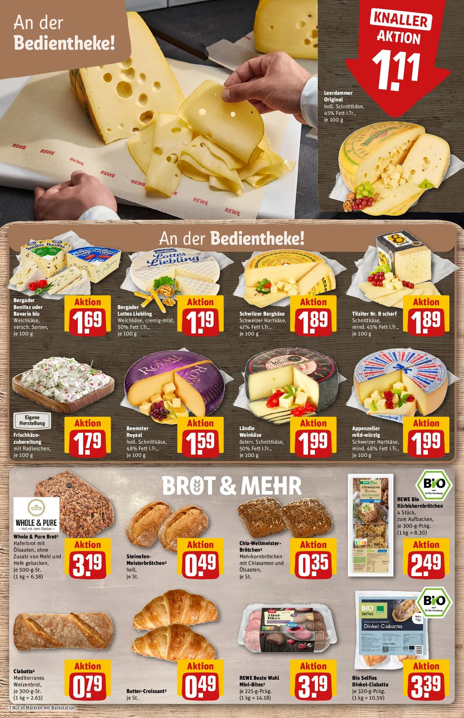 REWE Prospekt ab 14.06.2026 zum Blättern » Angebote | Seite: 13 | Produkte: Mehl, Leerdammer, Croissant, Brot
