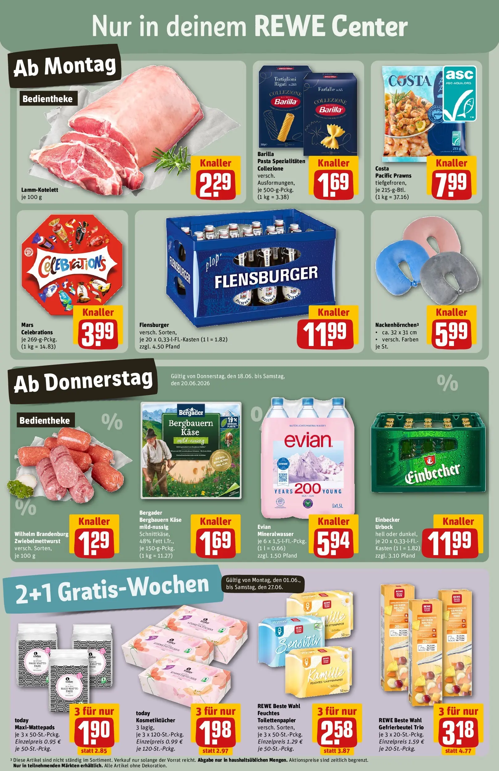 REWE Prospekt ab 14.06.2026 zum Blättern » Angebote | Seite: 3 | Produkte: Barilla, Pasta, Toilettenpapier, Feuchtes Toilettenpapier