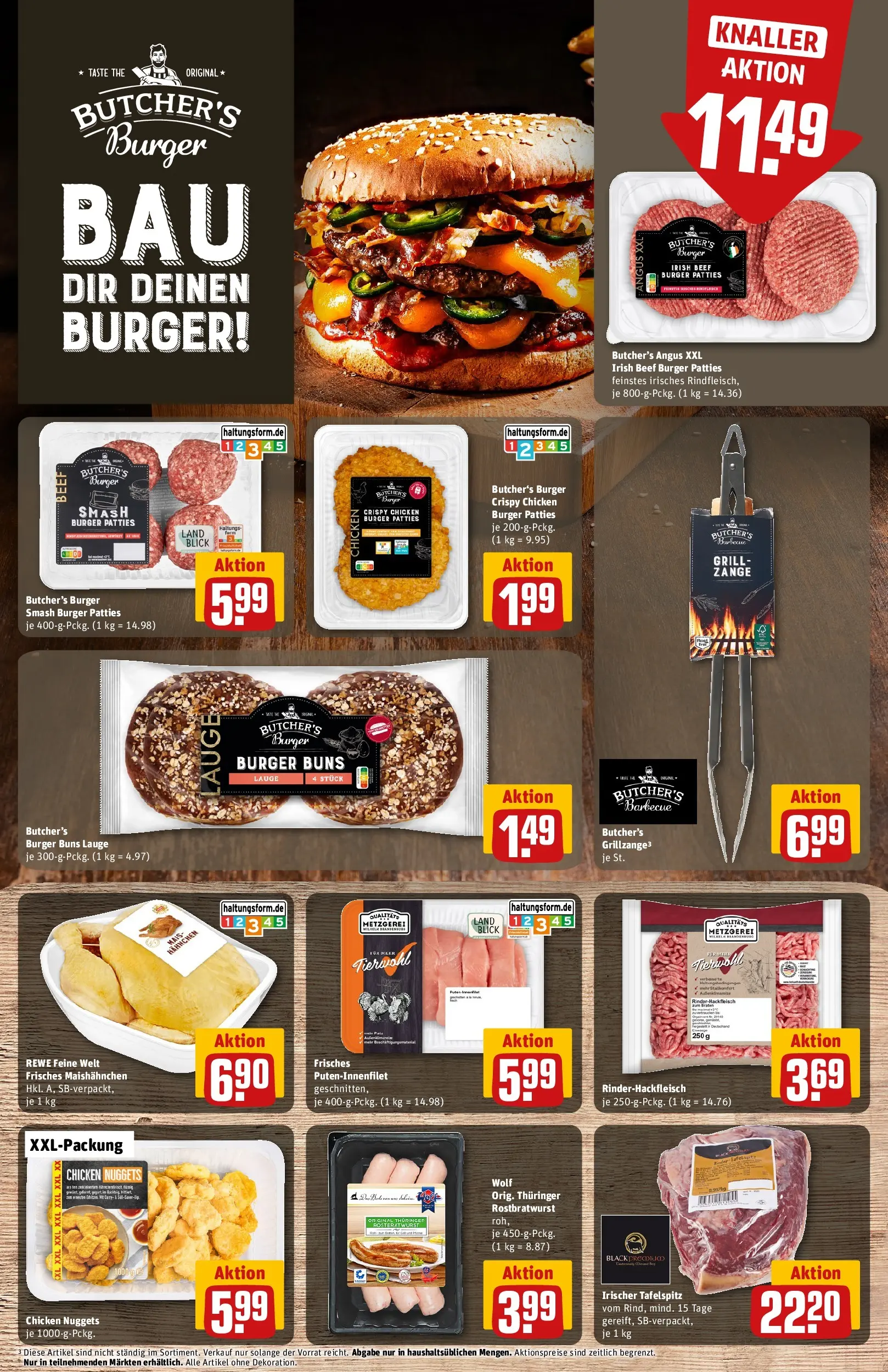 REWE Prospekt ab 14.06.2026 zum Blättern » Angebote | Seite: 11 | Produkte: Tafelspitz, Hahnchen, Bratwurst, Burger