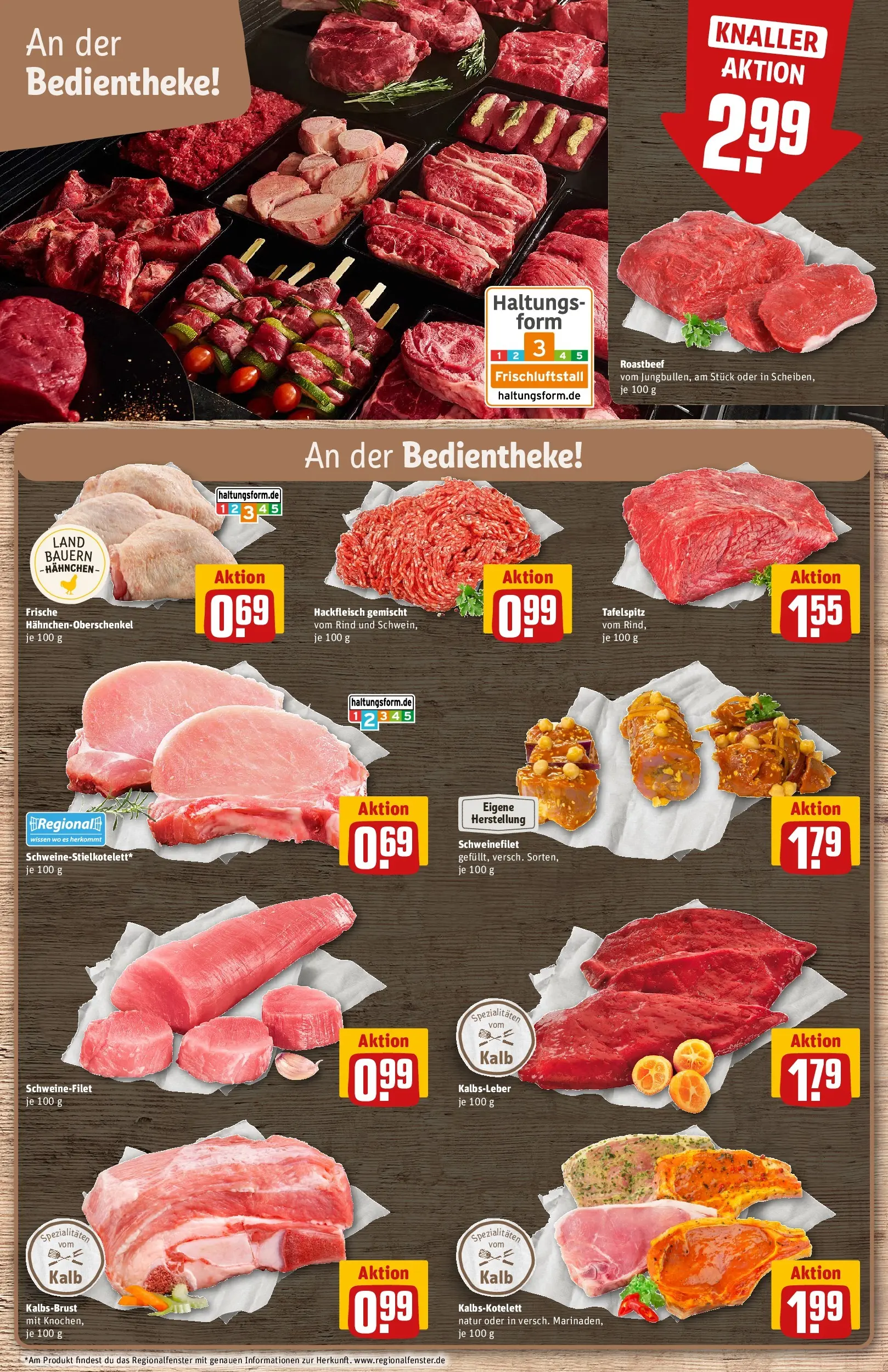 REWE Prospekt ab 14.06.2026 zum Blättern » Angebote | Seite: 10 | Produkte: Hahnchen, Kalbsleber, Schweinefilet, Hackfleisch