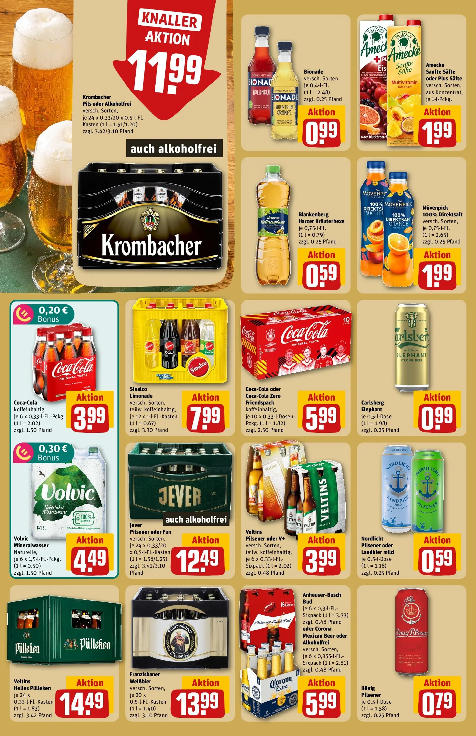 REWE Prospekt ab 14.06.2026 zum Blättern » Angebote | Seite: 22 | Produkte: Sinalco, Carlsberg, Bionade, Mineralwasser