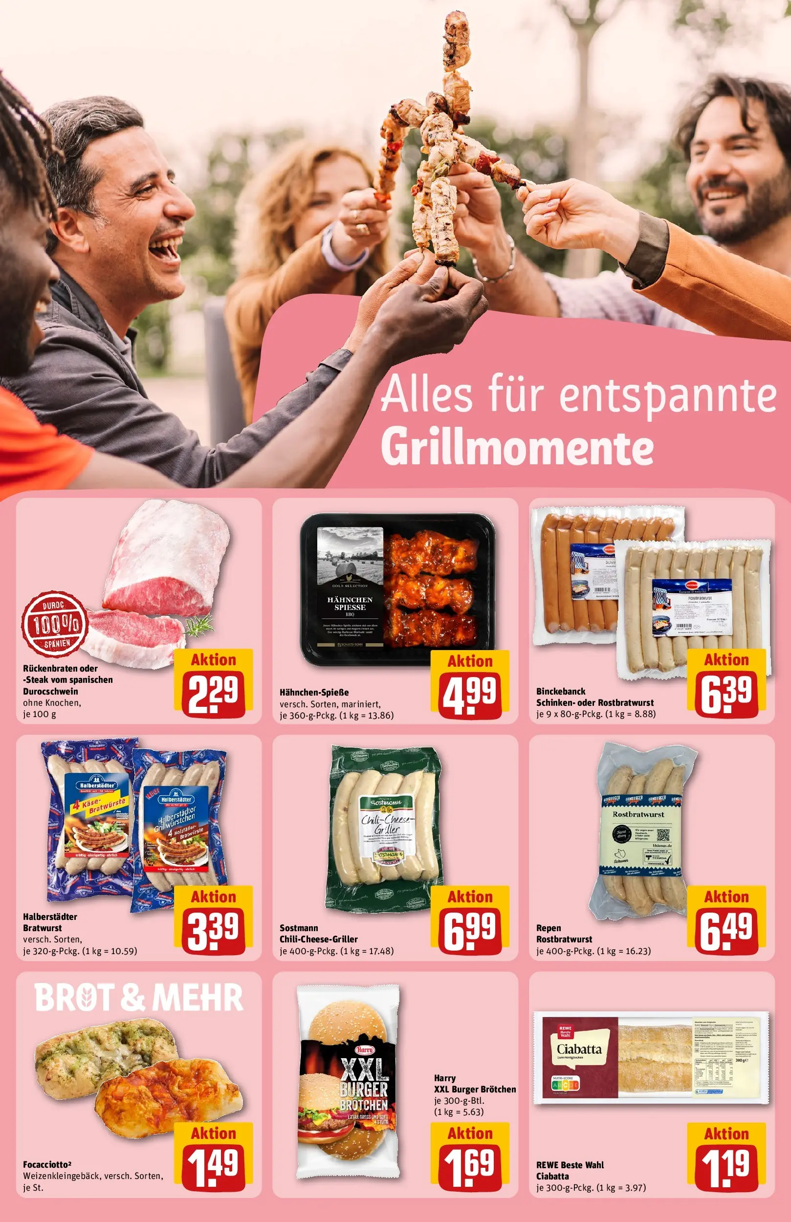 REWE Prospekt ab 14.06.2026 zum Blättern » Angebote | Seite: 21 | Produkte: Bratwurst, Burger, Spieße, Griller