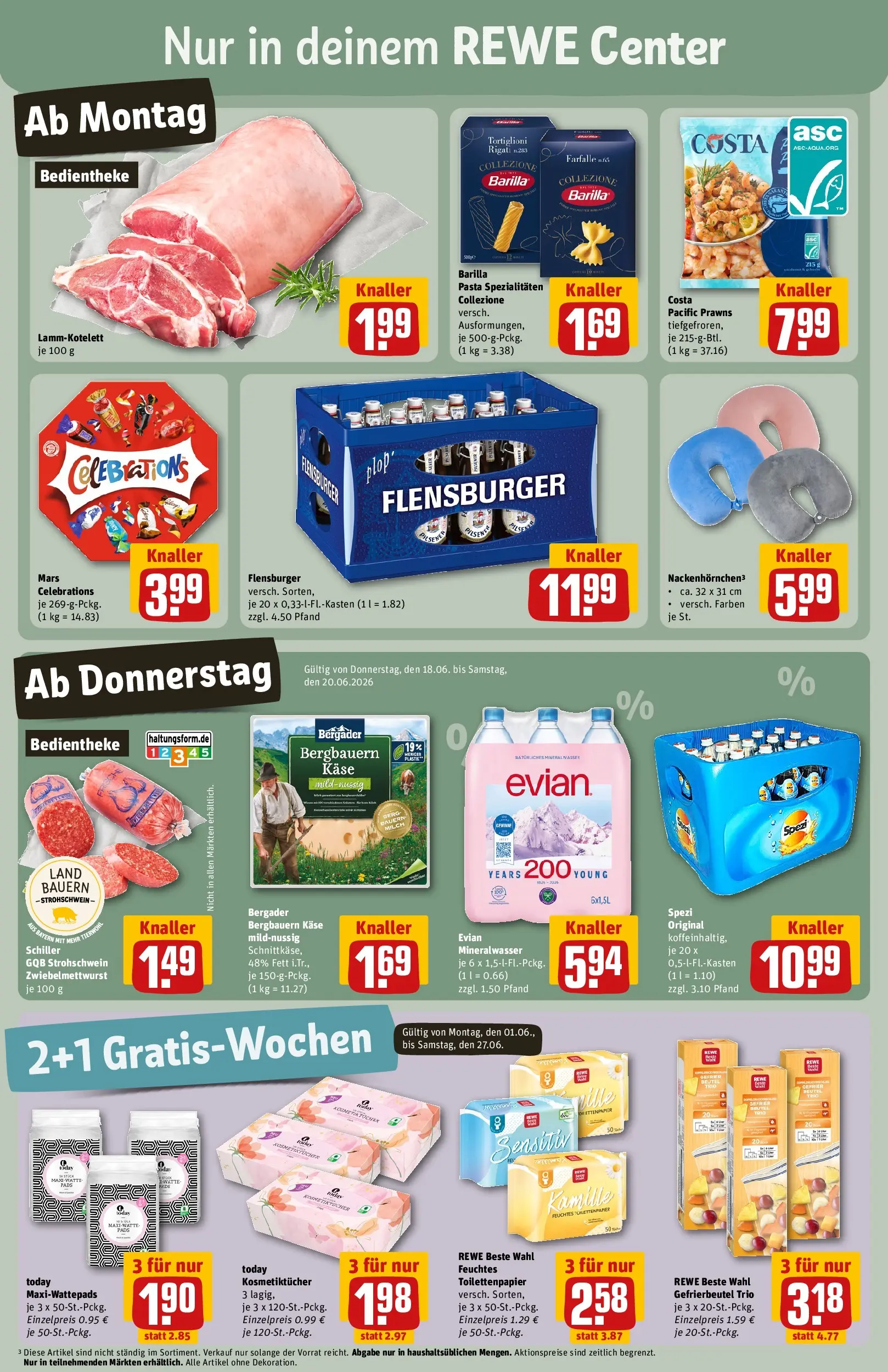 REWE Prospekt ab 14.06.2026 zum Blättern » Angebote | Seite: 3 | Produkte: Barilla, Flensburger, Pasta, Feuchtes Toilettenpapier