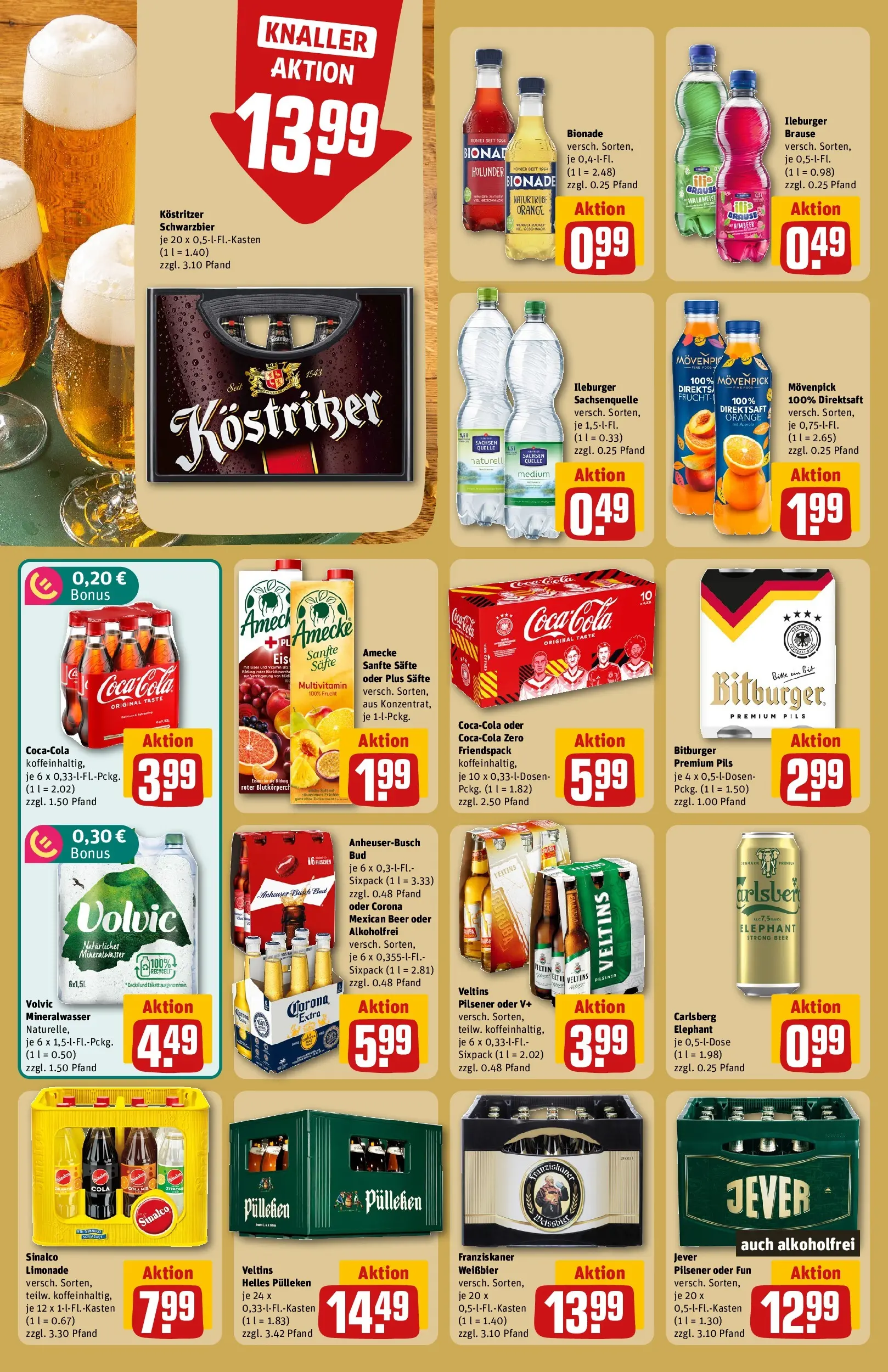 REWE Prospekt ab 14.06.2026 zum Blättern » Angebote | Seite: 22 | Produkte: Bitburger, Kostritzer, Limonade, Mineralwasser