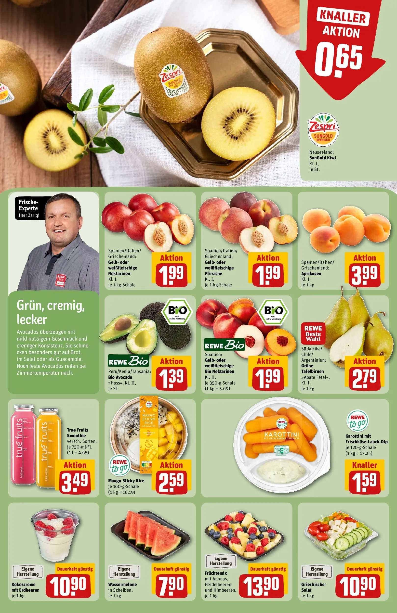 REWE Prospekt ab 14.06.2026 zum Blättern » Angebote | Seite: 8 | Produkte: Heidelbeeren, Mango, Kiwi, Frischkase