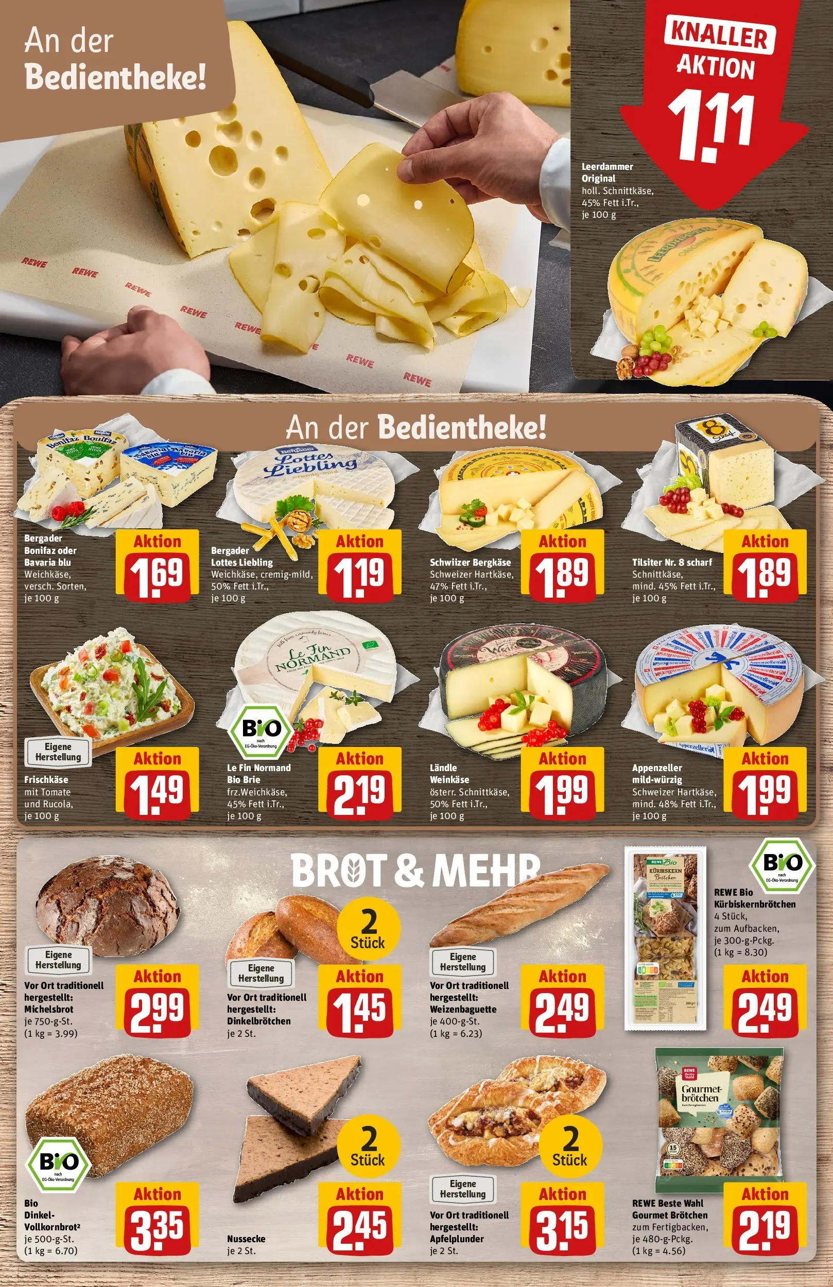 REWE Prospekt ab 14.06.2026 zum Blättern » Angebote | Seite: 13 | Produkte: Rucola, Leerdammer, Brot, Frischkase