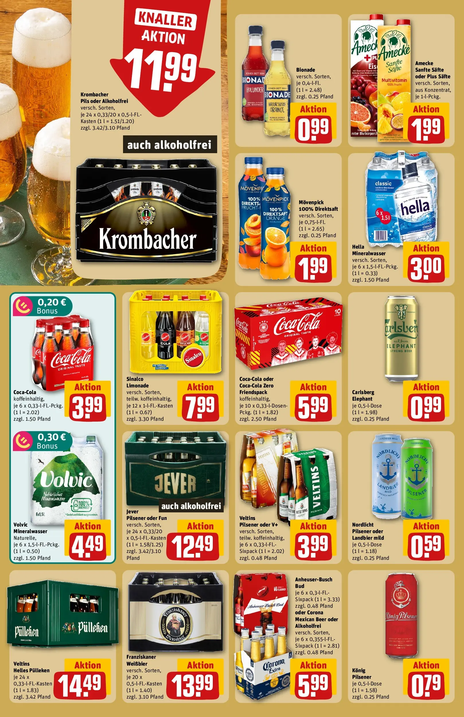 REWE Prospekt ab 14.06.2026 zum Blättern » Angebote | Seite: 22 | Produkte: Helles pulleken, Franziskaner, Carlsberg, Krombacher