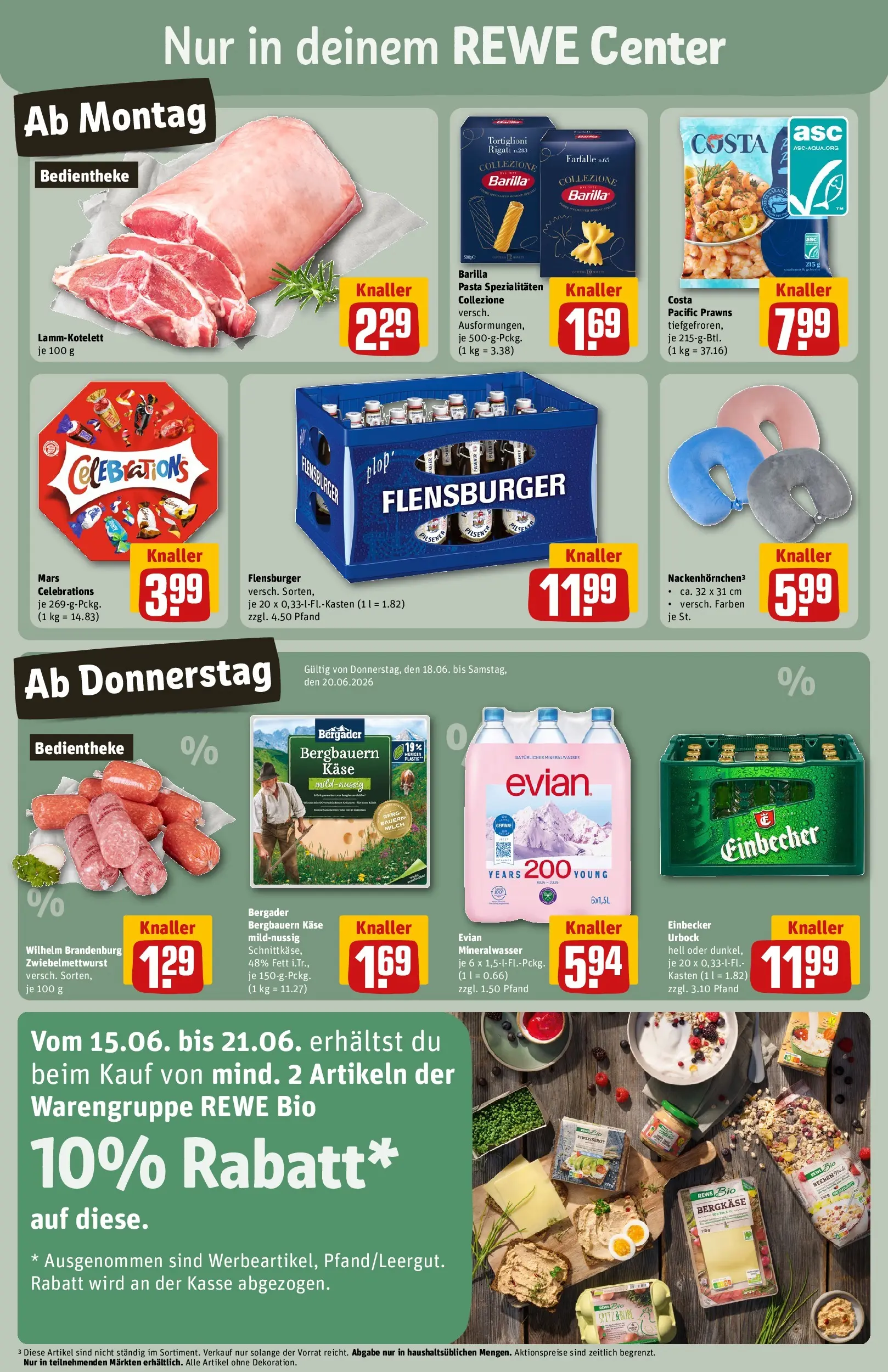 REWE Prospekt ab 14.06.2026 zum Blättern » Angebote | Seite: 3 | Produkte: Barilla, Mineralwasser, Celebrations, Flensburger