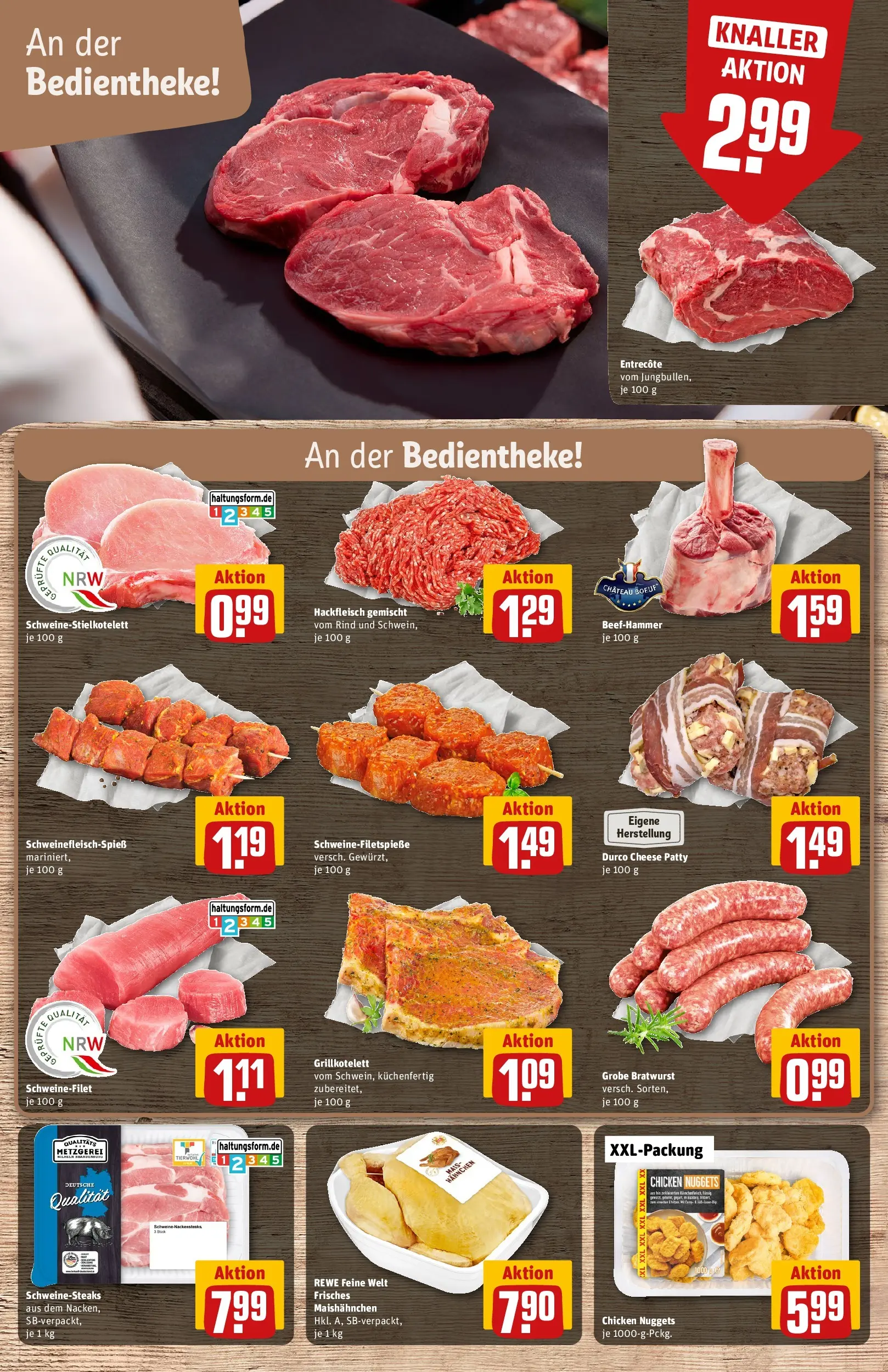 REWE Prospekt ab 14.06.2026 zum Blättern » Angebote | Seite: 10 | Produkte: Bratwurst, Entrecote, Steak, Hackfleisch
