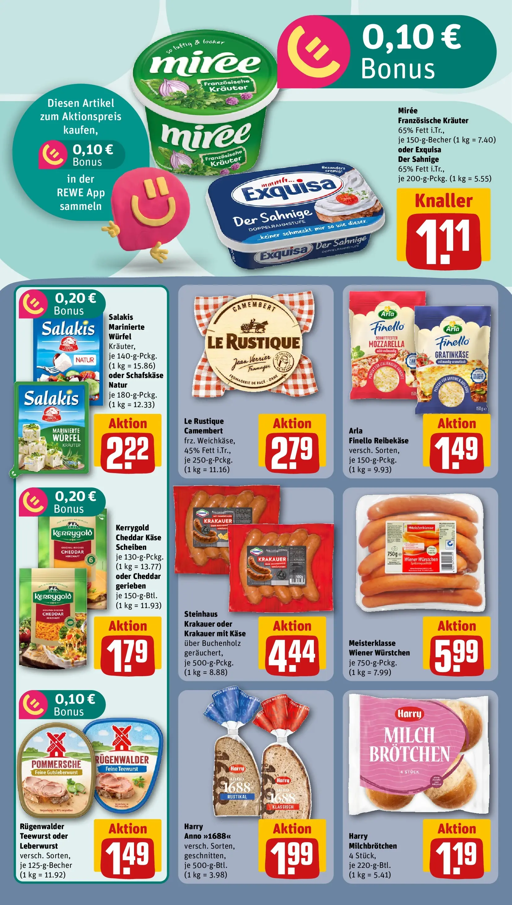 REWE Prospekt ab 14.06.2026 zum Blättern » Angebote | Seite: 16 | Produkte: Wiener wurstchen, Milch, Salakis, Reibekase