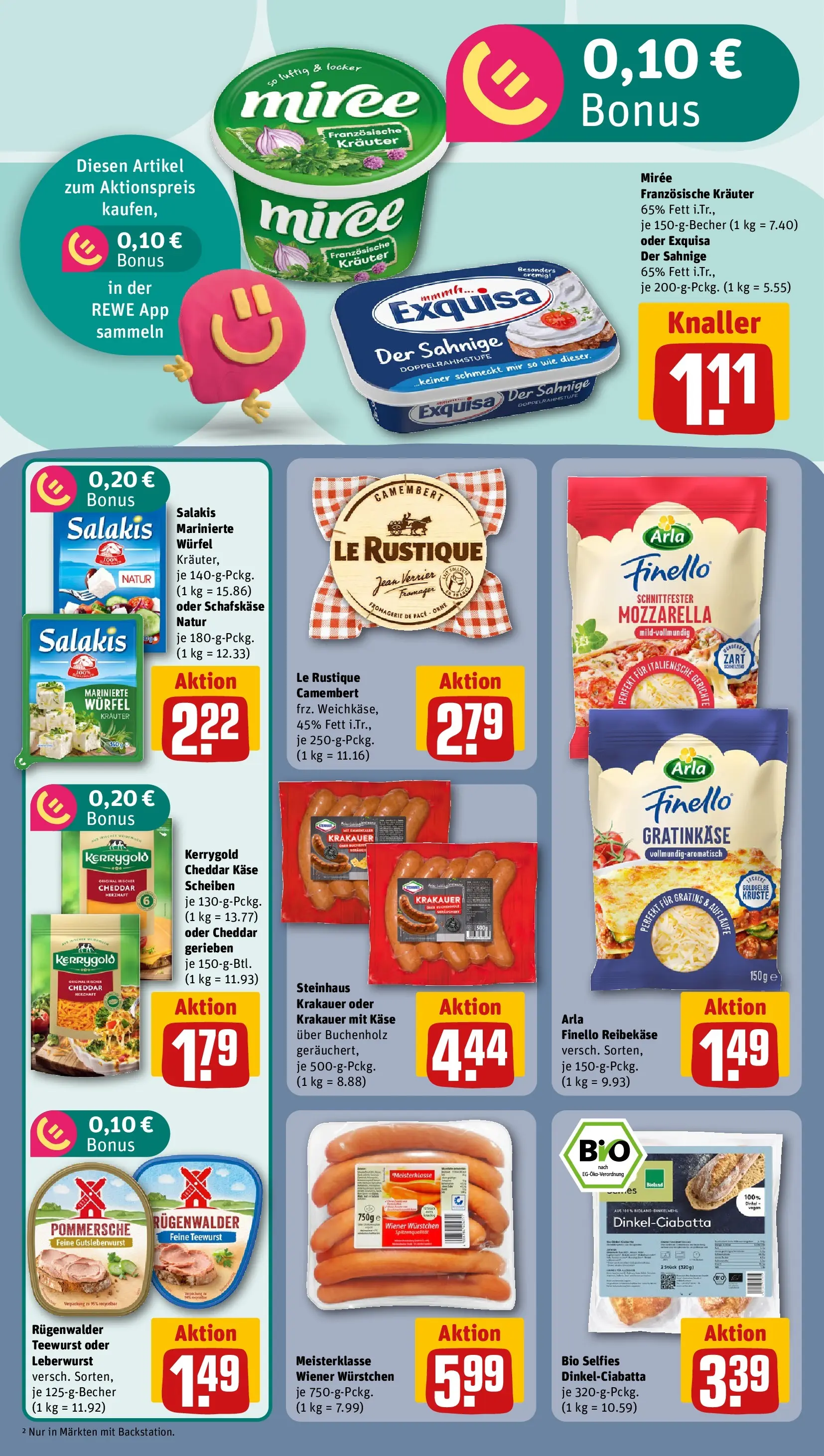 REWE Prospekt ab 14.06.2026 zum Blättern » Angebote | Seite: 18 | Produkte: Wiener wurstchen, Exquisa, Salakis, Reibekase
