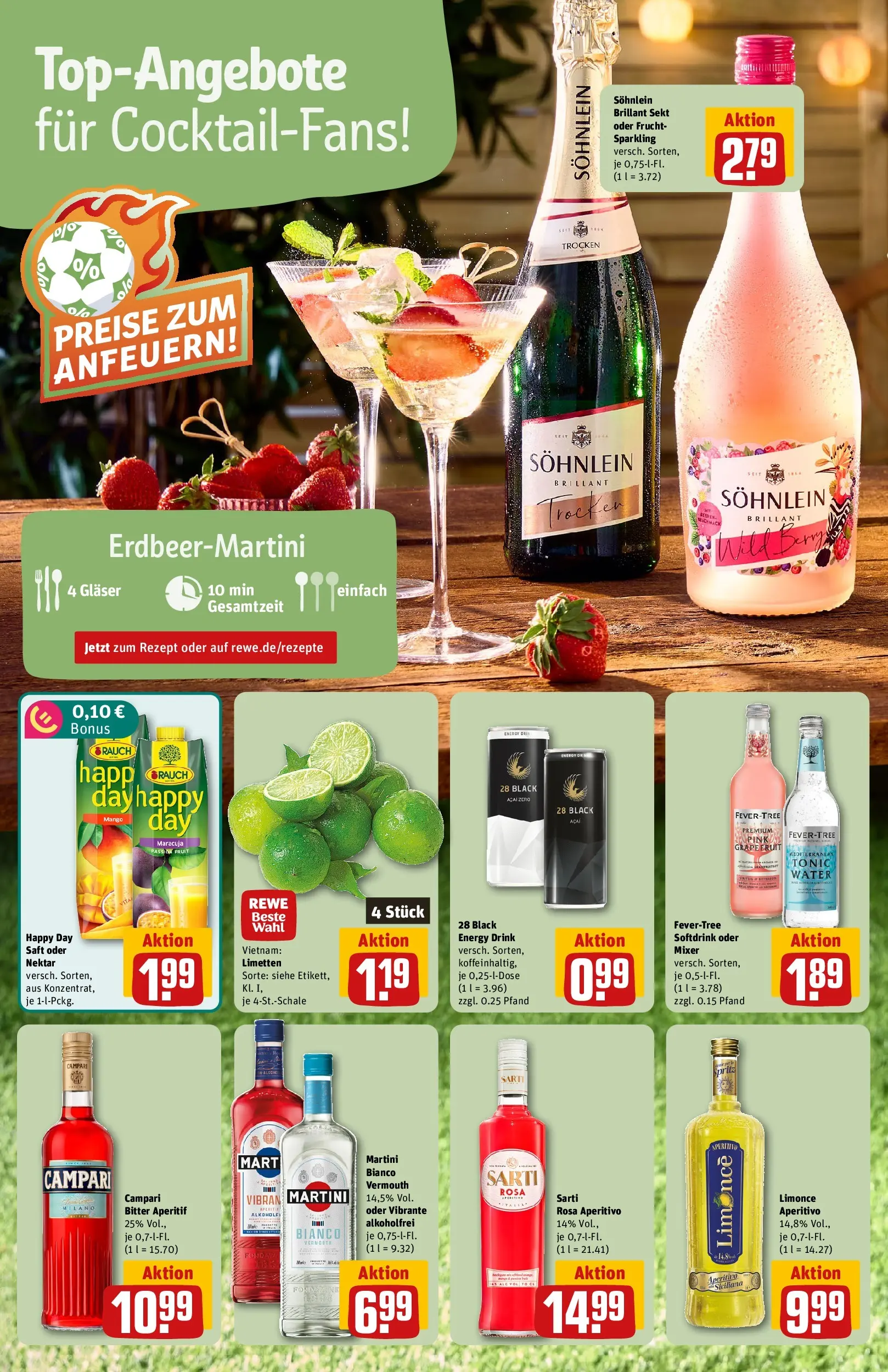 REWE Prospekt ab 14.06.2026 zum Blättern » Angebote | Seite: 4 | Produkte: Martini, Limetten, Sekt, Campari