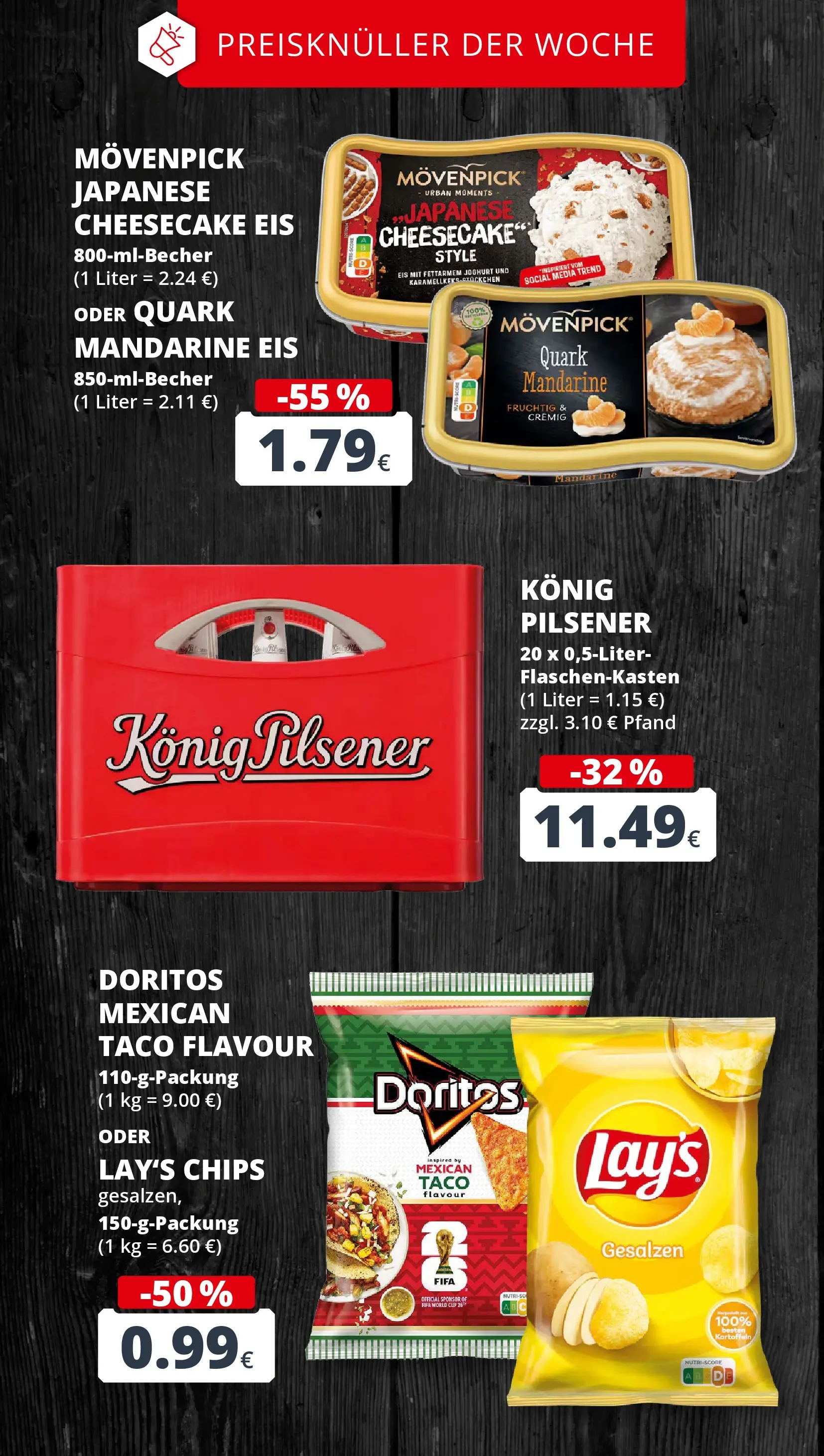 REWE Prospekt ab 14.06.2026 zum Blättern » Angebote | Seite: 3 | Produkte: Quark, Joghurt, Chips, Eis
