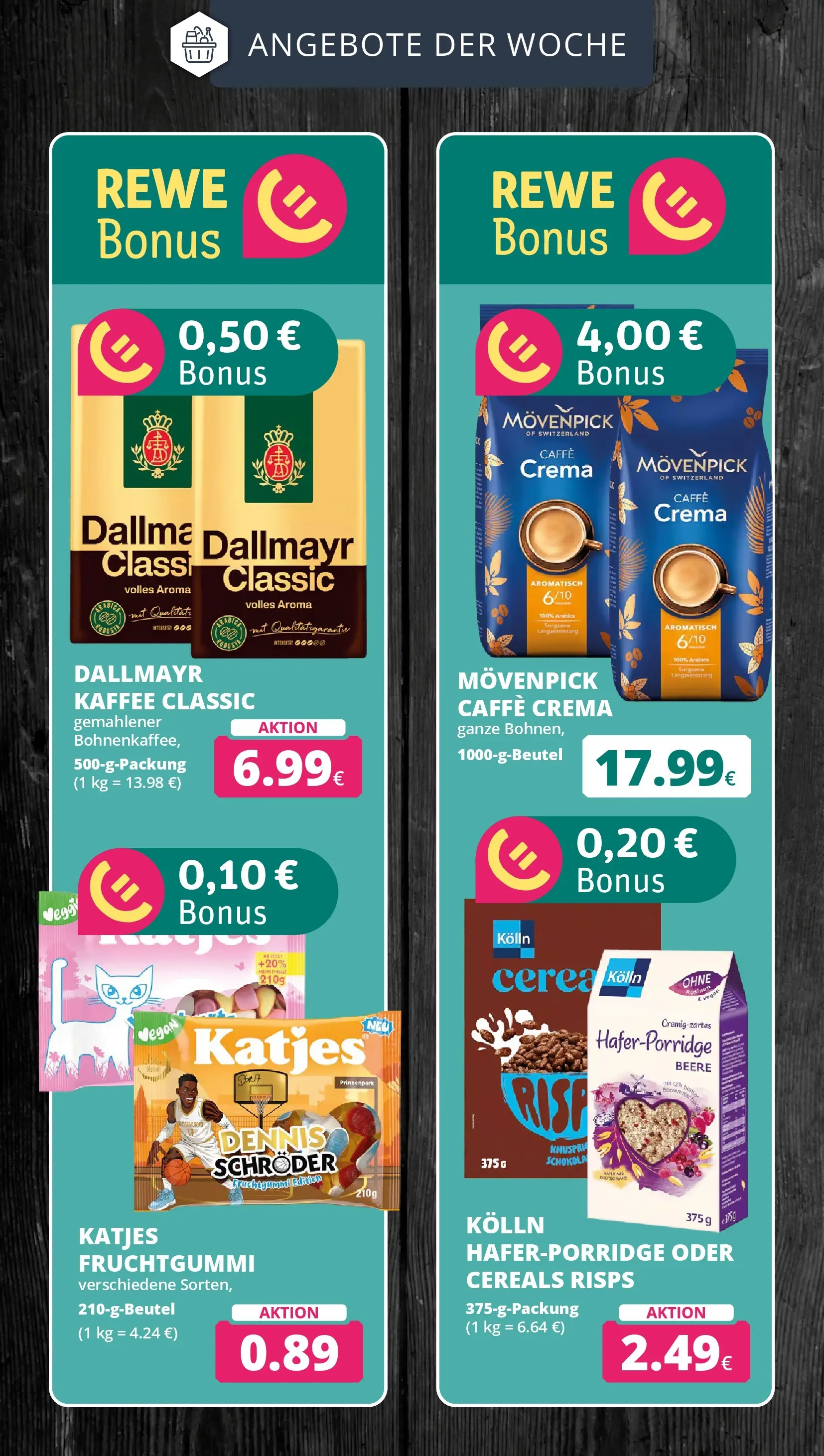 REWE Prospekt ab 14.06.2026 zum Blättern » Angebote | Seite: 4 | Produkte: Kolln, Kaffee, Katjes, Dallmayr