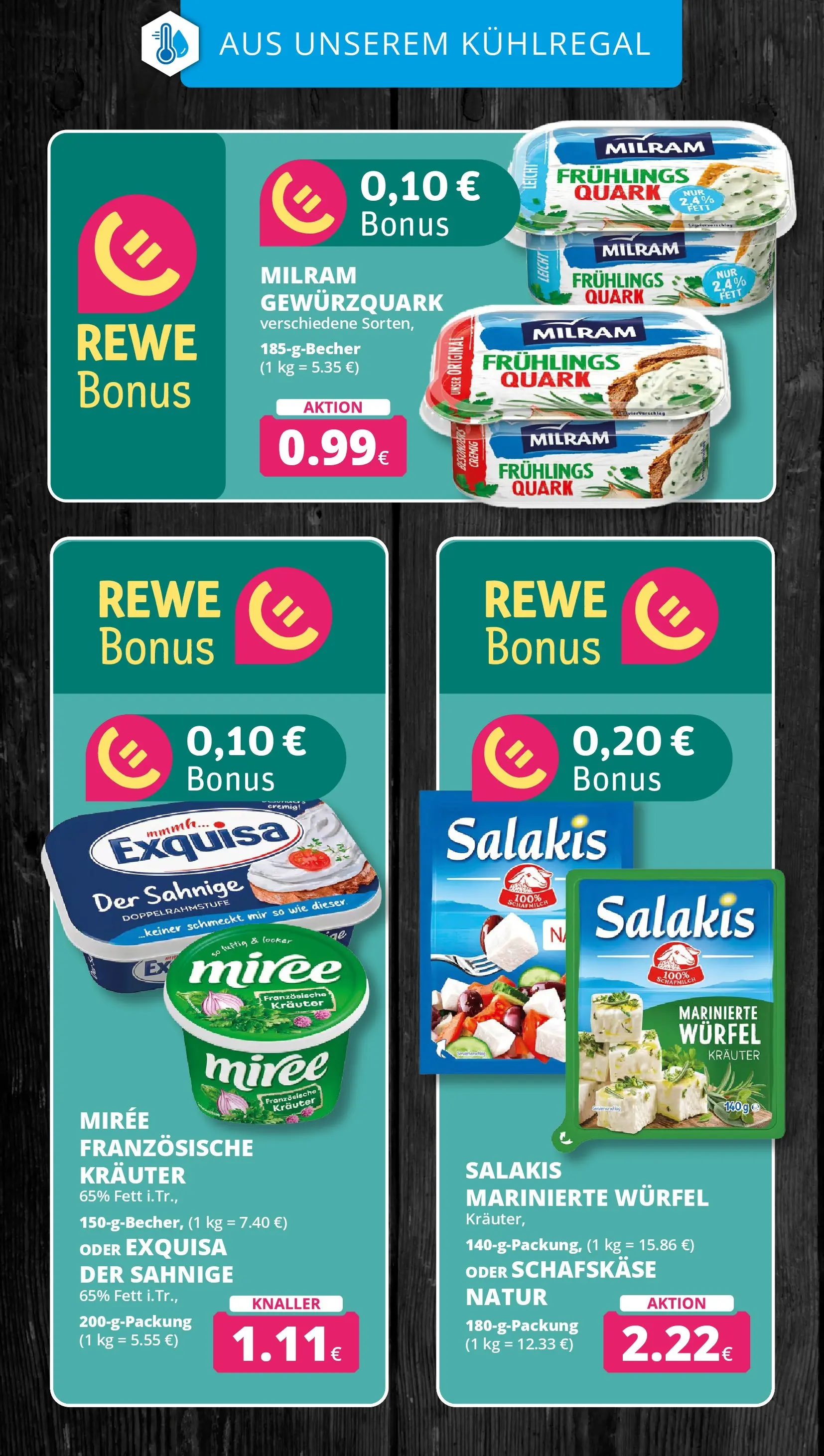 REWE Prospekt ab 14.06.2026 zum Blättern » Angebote | Seite: 15 | Produkte: Quark, Feta, Exquisa, Milram