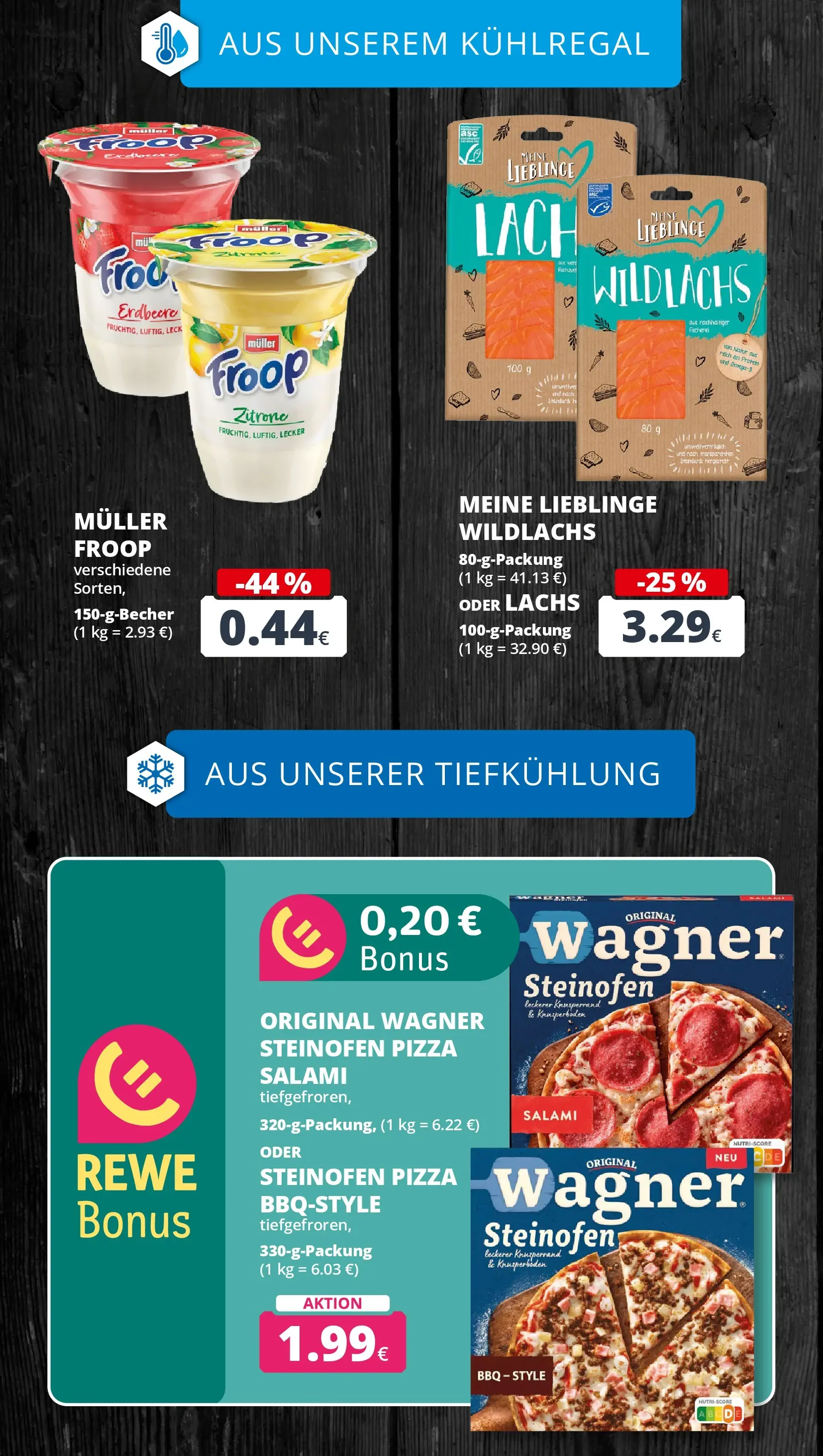 REWE Prospekt ab 14.06.2026 zum Blättern » Angebote | Seite: 16 | Produkte: Lachs, Zitrone, Salami, Pizza