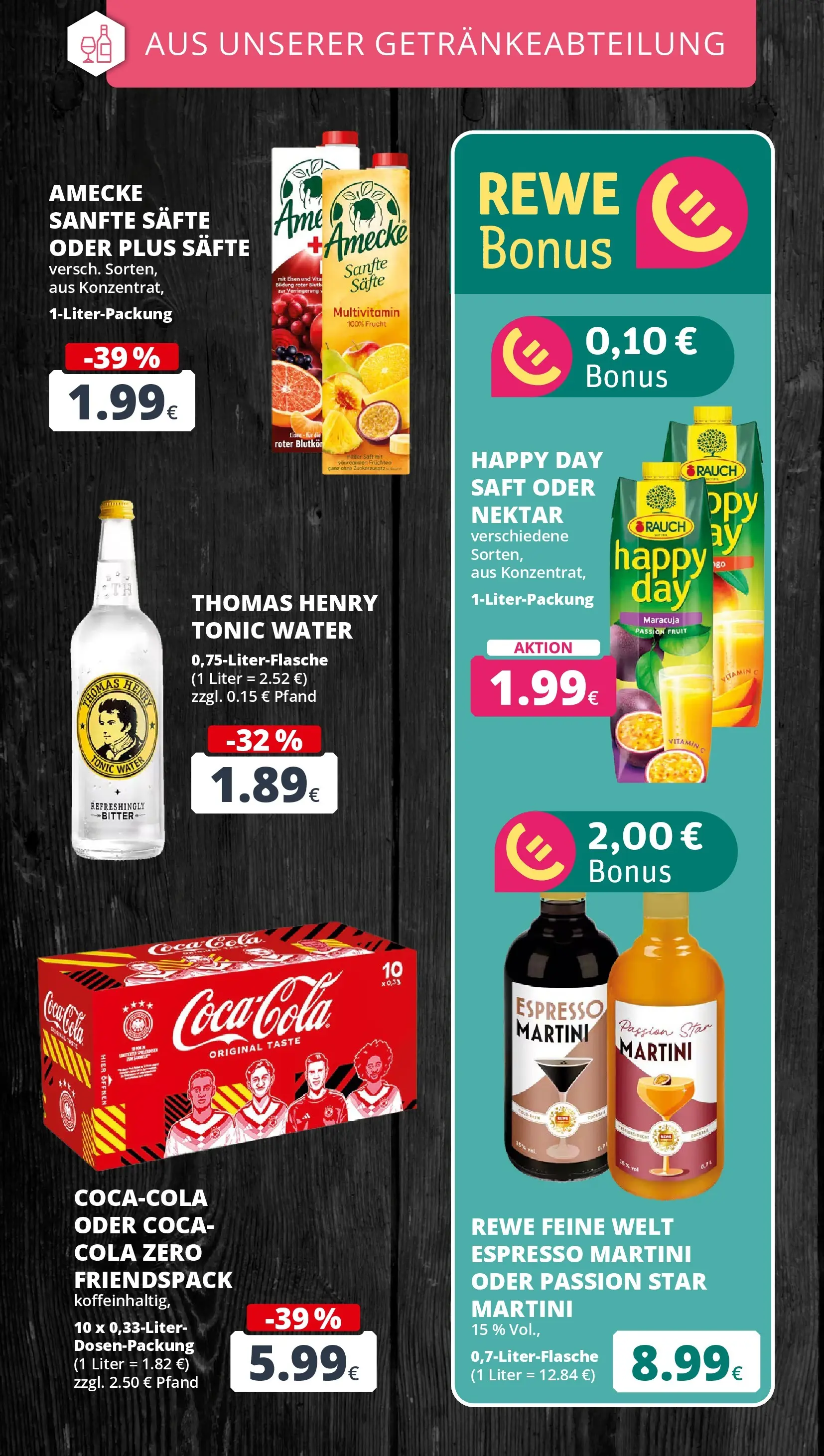 REWE Prospekt ab 14.06.2026 zum Blättern » Angebote | Seite: 21 | Produkte: Martini, Cola, Tür, Saft