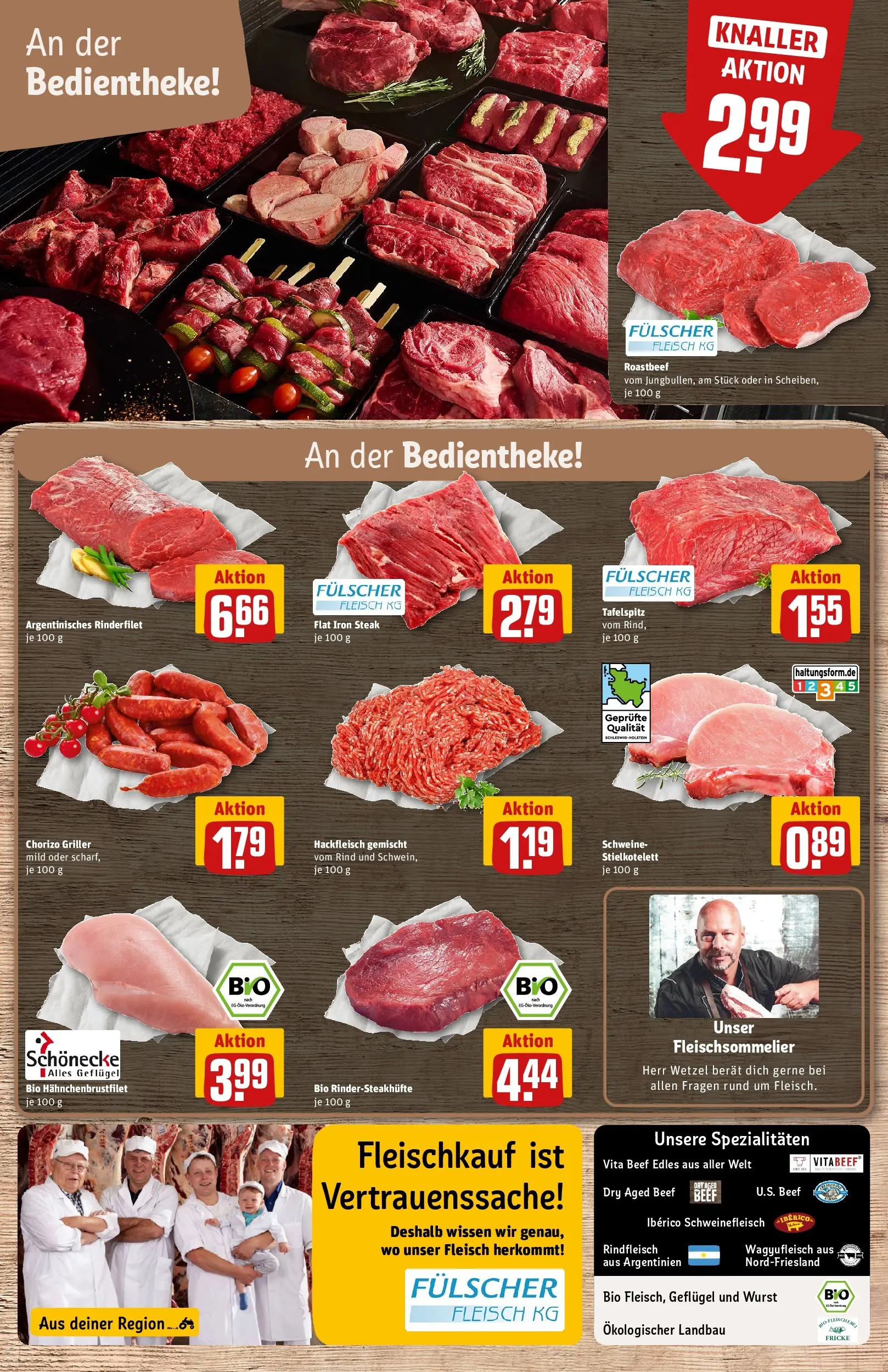 REWE Prospekt ab 14.06.2026 zum Blättern » Angebote | Seite: 10 | Produkte: Roastbeef, Schweinefleisch, Rindfleisch, Steak