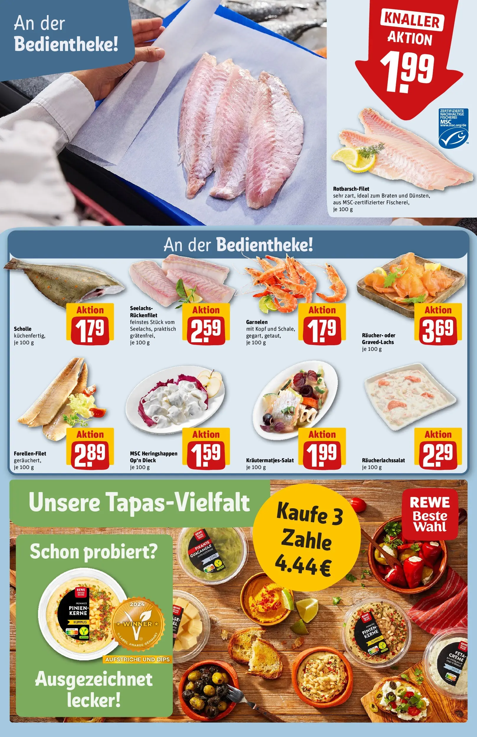 REWE Prospekt ab 14.06.2026 zum Blättern » Angebote | Seite: 14 | Produkte: Feta, Garnelen, Creme