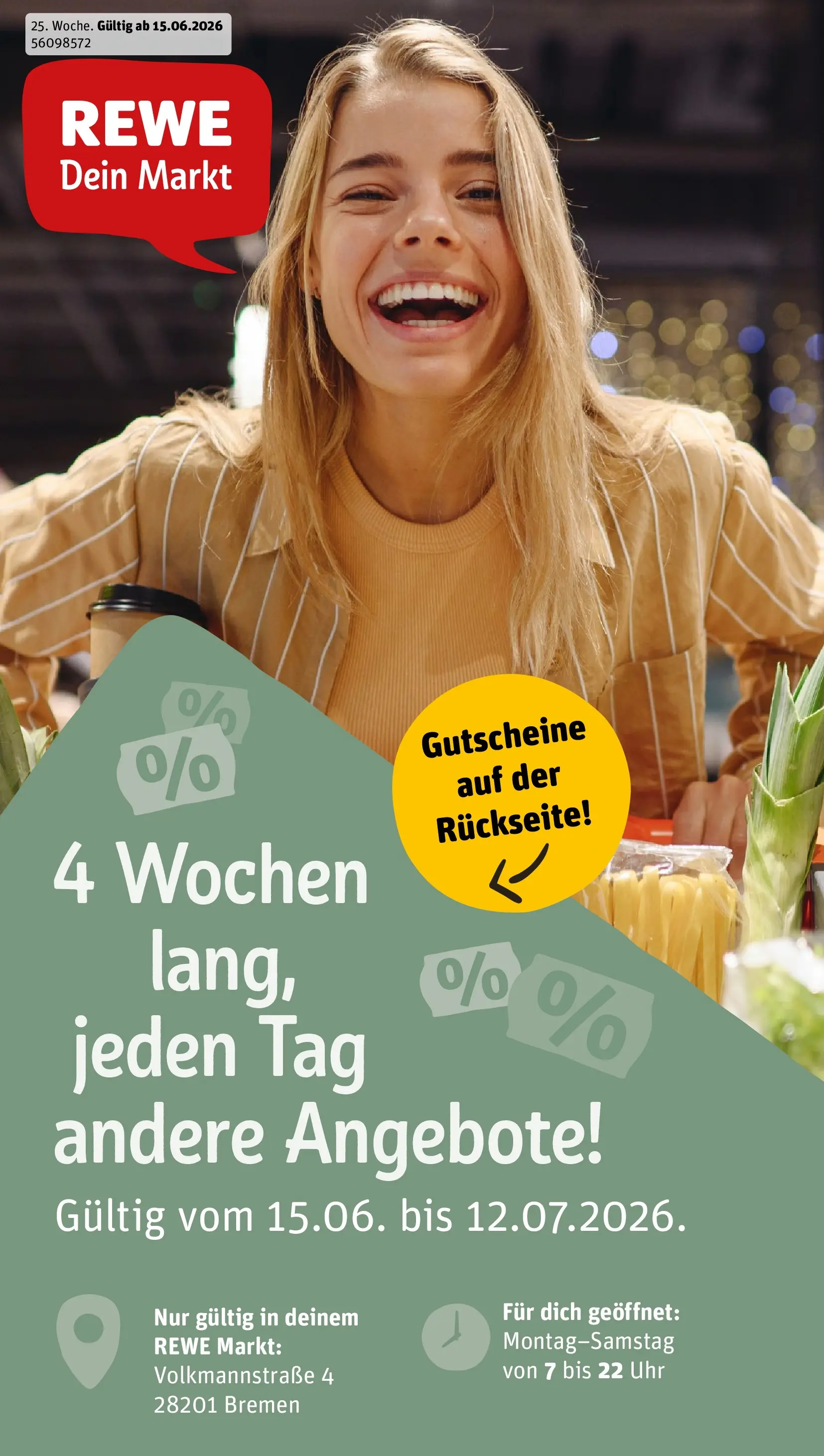 REWE Prospekt ab 14.06.2026 zum Blättern » Angebote | Seite: 1 | Produkte: Uhr