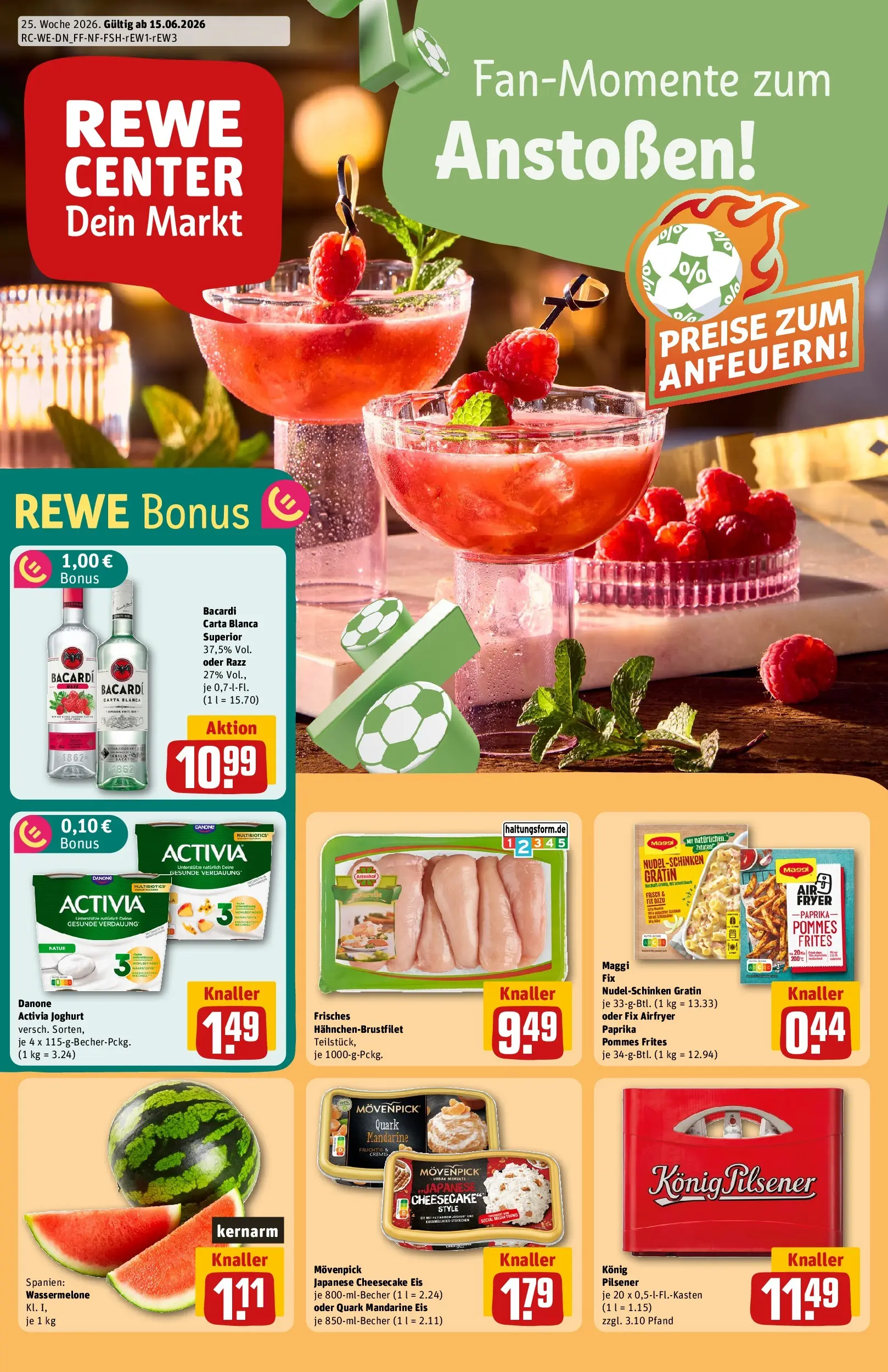 REWE Prospekt ab 14.06.2026 zum Blättern » Angebote | Seite: 1 | Produkte: Maggi, Quark, Wassermelone, Eis
