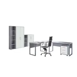 B&uuml;ro Office Edition Grau/Wei&szlig;