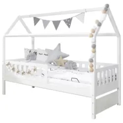 Hausbett Absturzsicherung 90/200 cm in Wei&szlig;