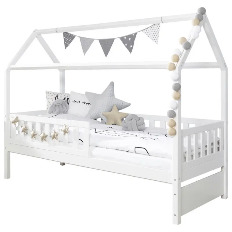 Hausbett Absturzsicherung 90/200 cm in Wei&szlig;