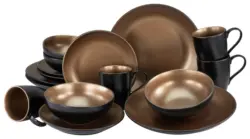 Kombiservice Glamour Schwarz/Goldfarben, 16-teilig