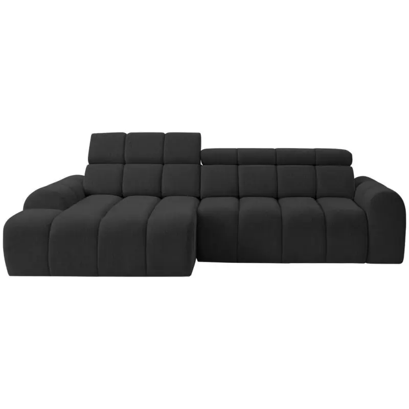 Ecksofa in Chenille Schwarz 152/290 cm