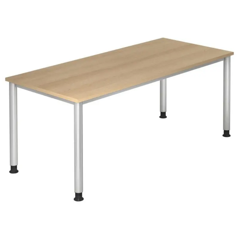 Schreibtisch 180/80/68-76 cm Silberfarben, Eichefarben