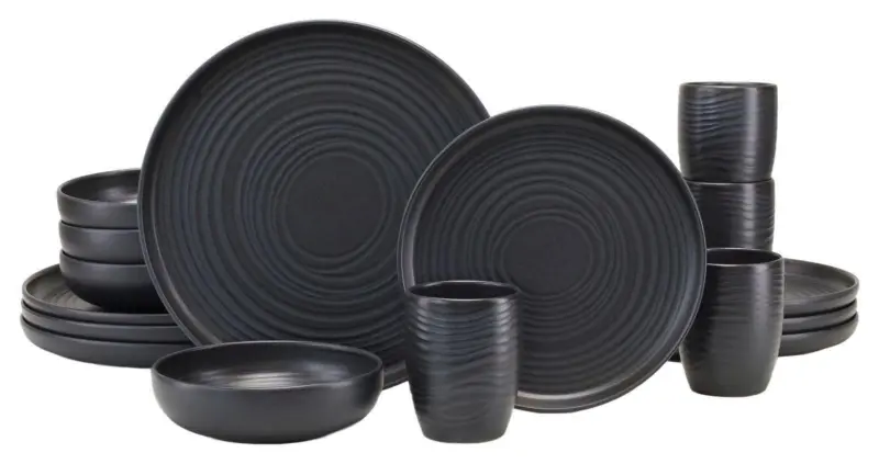 Kombiservice Uno Lava Stone in Schwarz 16-teilig