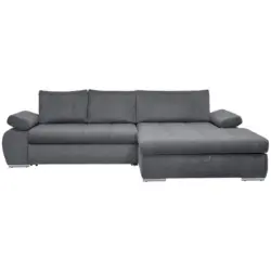 Ecksofa in Flachgewebe Grau 294/173 cm