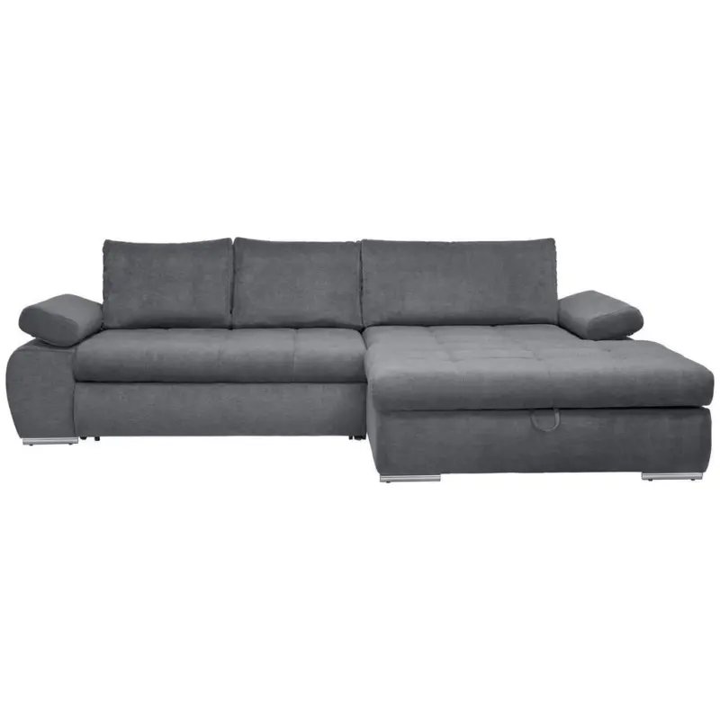 Ecksofa in Flachgewebe Grau 294/173 cm