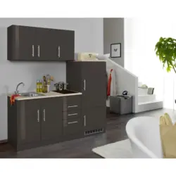 Einbauk&uuml;che K&uuml;chenblock M&ouml;belix Toronto Grau/Eiche Dekor B: 180 cm