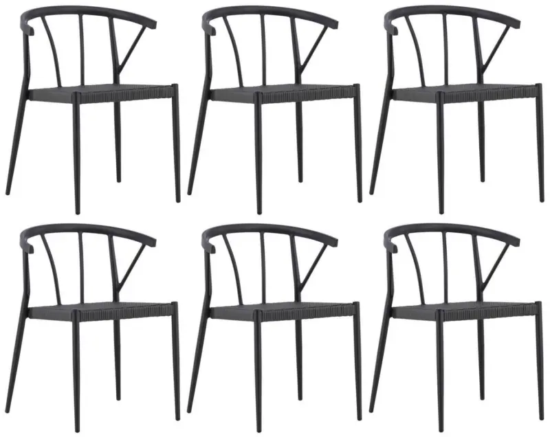 Gartenstuhl 6er-Set Stina ca. 47x79,5x49 cm Schwarz