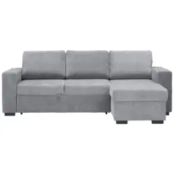 Ecksofa in Velours Grau 244/157 cm