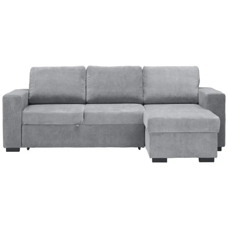 Ecksofa in Velours Grau 244/157 cm