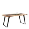 Esstisch 175/90/76 cm Echtholz Holz, Metall rechteckig Schwarz, Akaziefarben