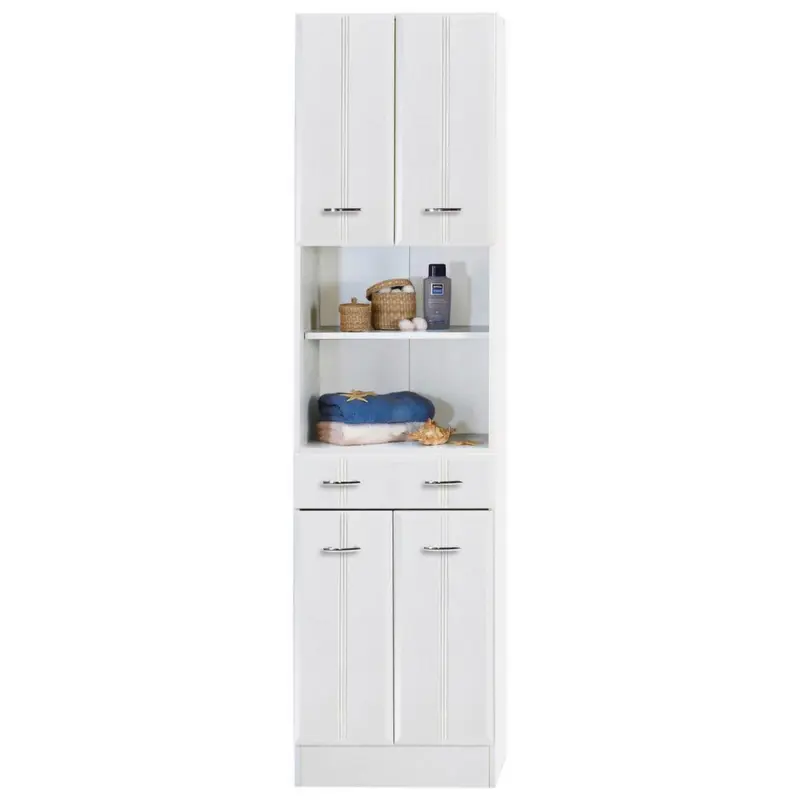 Hochschrank m. Lade Rallye 50cm, Wei&szlig; Dekor