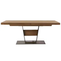 Esstisch 160/95/76 cm Echtholz Holz, Metall ausziehbar rechteckig Anthrazit, Eichefarben