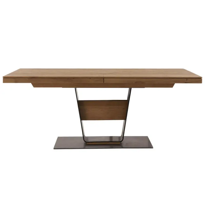 Esstisch 160/95/76 cm Echtholz Holz, Metall ausziehbar rechteckig Anthrazit, Eichefarben