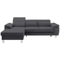 Ecksofa in Webstoff Grau 167/250 cm