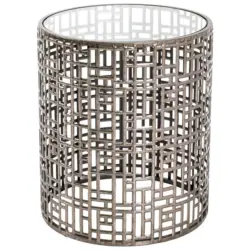 Beistelltisch in Metall, Glas 38/38/45 cm