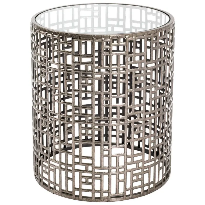 Beistelltisch in Metall, Glas 38/38/45 cm