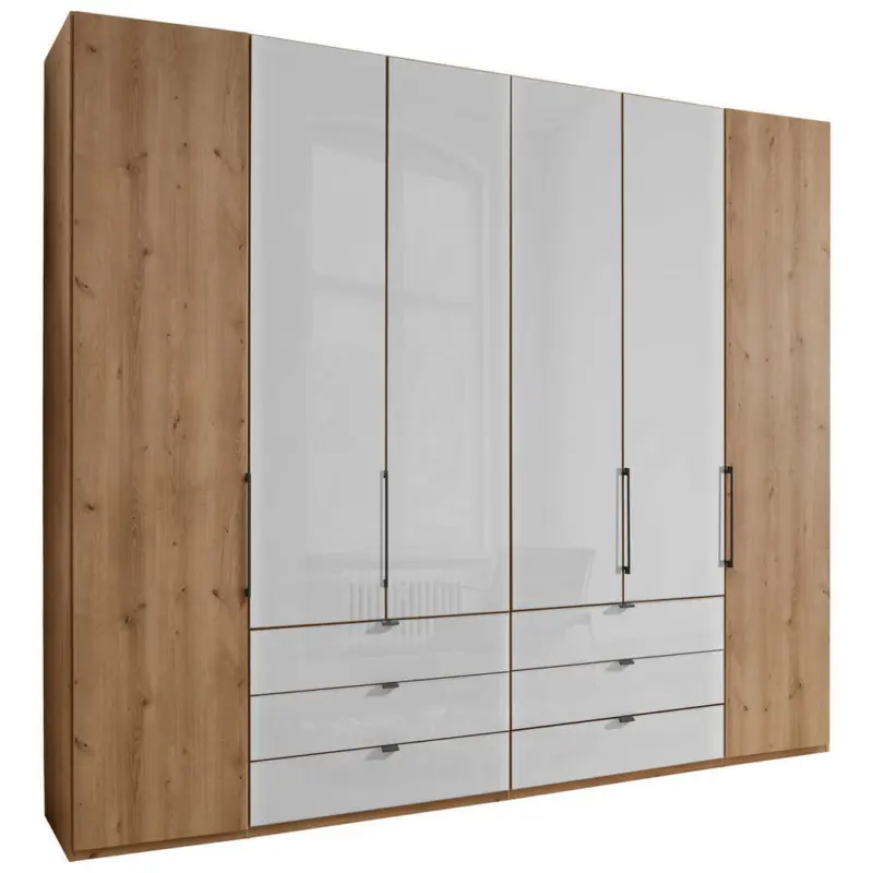 Dreht&uuml;renschrank in Wei&szlig;, Eiche Bianco
