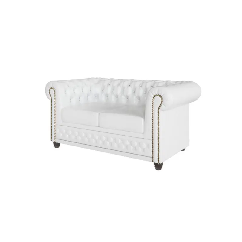 Chesterfield-Sofa 2-sitzer mit Schlaffunktion Morin Wei&szlig; vegan Leder