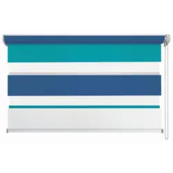 Doppelrollo Just Triple Blau, Grau, Wei&szlig; B: 80 cm
